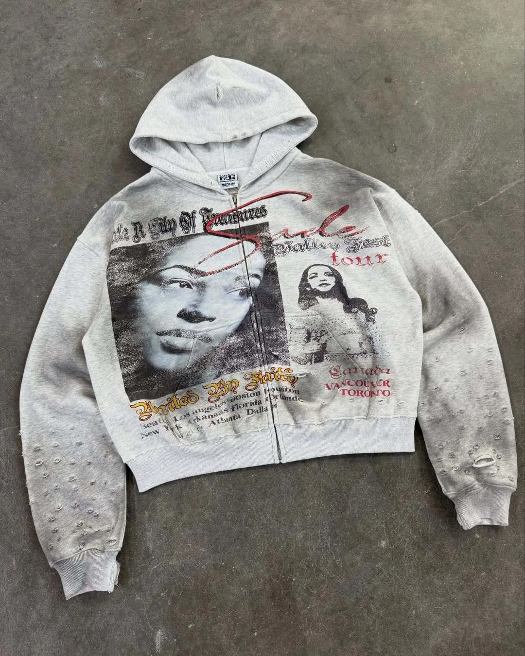 Y2K American style men's and women's zipper style hooded gray sweatshirt jacket, thick and sturdy, warm sweatshirt