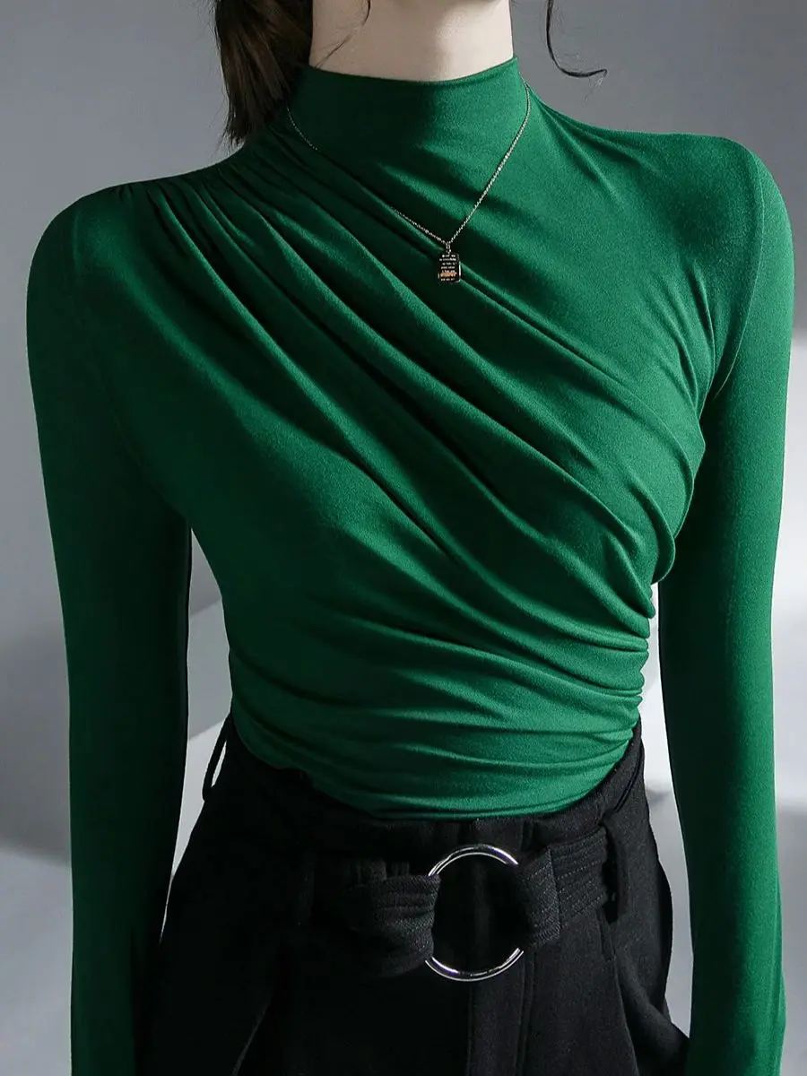 Solid Basic Long Sleeve Womens Tshirt Casual Black White Fashion Top T Shirt Ladies Fashion European Tee Shirt - Image 3