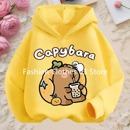 Capybara Cos Joint Peripheral Children's Hooded Sweatshirt Men and Women Loose Cartoon Anime Peripheral Long-sleeved Pullover