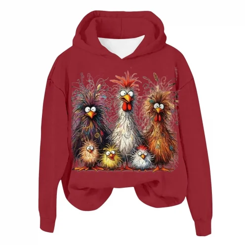 New Funny Cute Chicken Graphic 3D Print Hoodies Women Casual Hooded Sweatshirts Pullover Y2K Harajuku Tracksuit Female Clothing