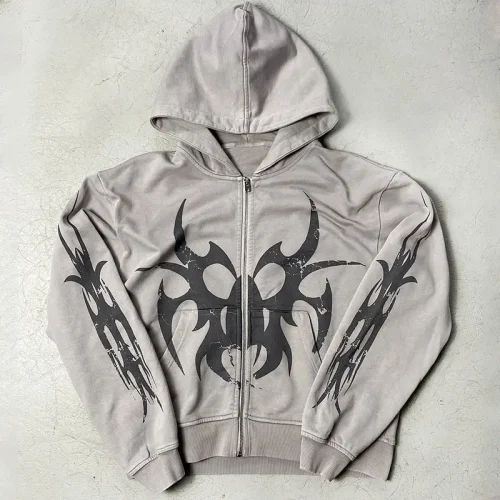 New Fashion Trendy Personalized Hooded Zip Up Sweatshirt Unisex Straight Cut Casual Sports Versatile Top