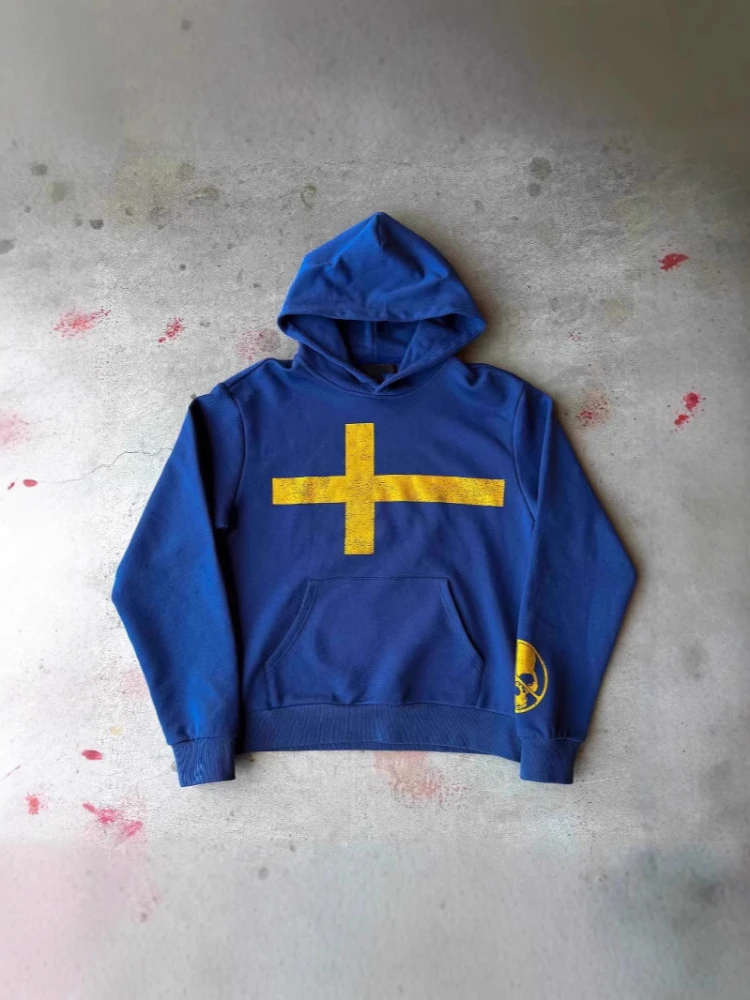 2025 new pullover jacket unisex printed sweatshirt hooded retro trend loose and versatile top