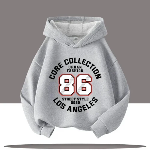 New Autumn Winter Retro Digital Cartoon Letter Printed Children's Hooded Sweatshirt Boy Girl Pullover Casual Fashion Kid Hoodie