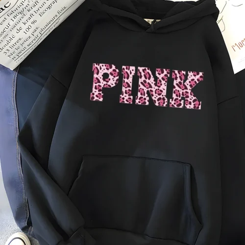 Hirsionsan Gothic Letter Print Hoodie for Women Soft Casual Loose Sportwear Female Sweatshirt Warm Fleece Ladies Clothes 2023