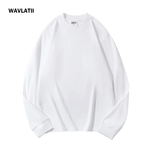 WAVLATII New Women Long Sleeve T shirts Female White Black Casual O-neckTee Lady Khaki Warm Basic Tops For Spring Autumn WLT2401