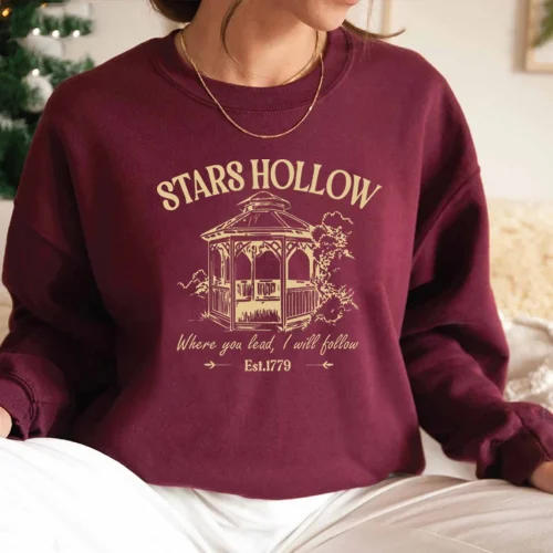 Stars Hollow Sweatshirt Lukes Diner Sweatshirt Women Graphic Hoodies Vintage Long Sleeve Sweater Women Streetwear Pullover Tops