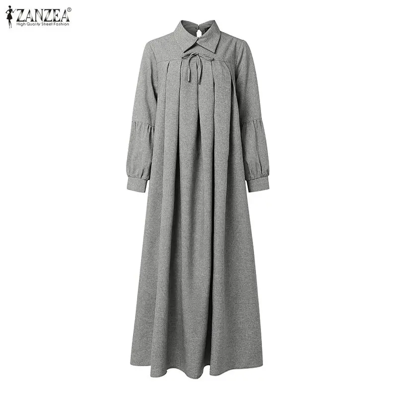 ZANZEA FashionLong Shirt Dresses Women Long Sleeve Solid Party Vestidos 2026 Autumn Spring Casual Elegant Streetwear Robe Femme