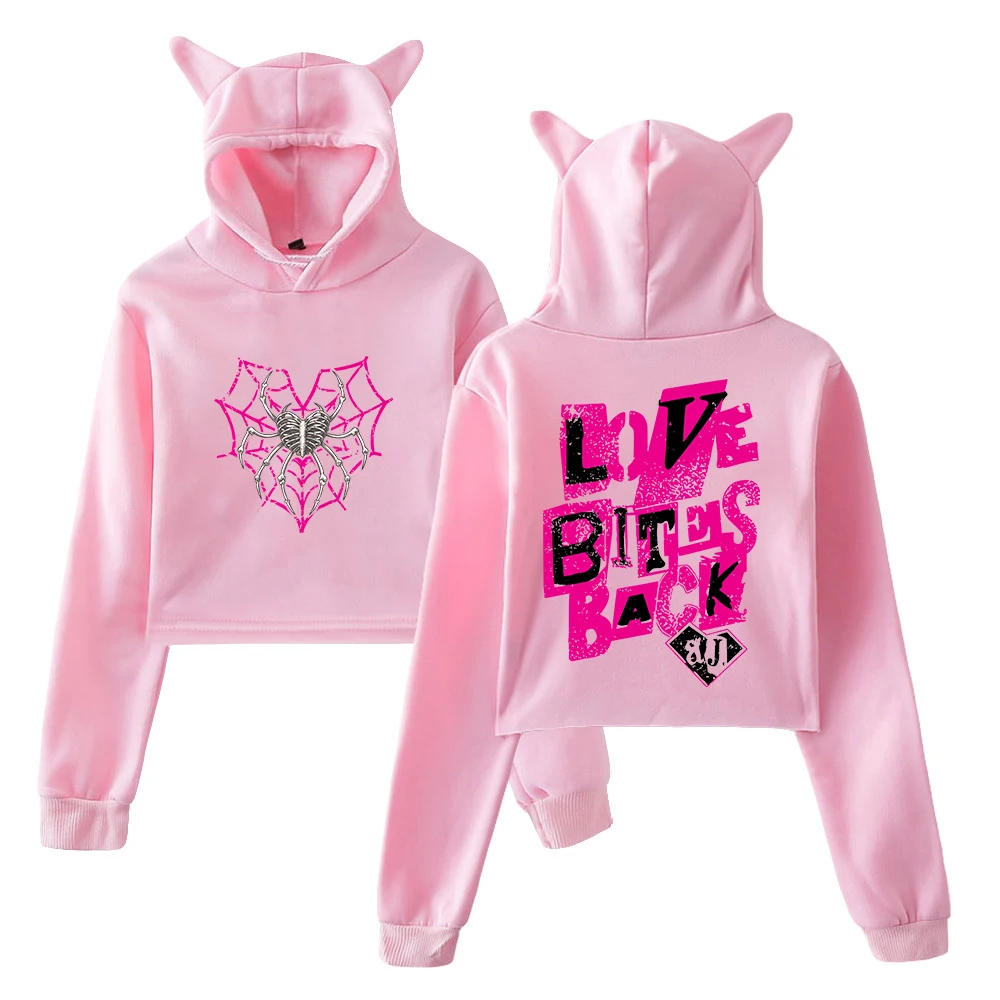 GF AJ Lee Love Bites Hoodie Female Cat Ears Hooded Sweatshirts Long Sleeve Crop Top Women's Clothes - Image 5