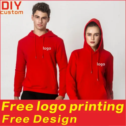 Cotton men's and women's hooded hoodie pullover custom spring and autumn casual hoodie printed logo embroidery design