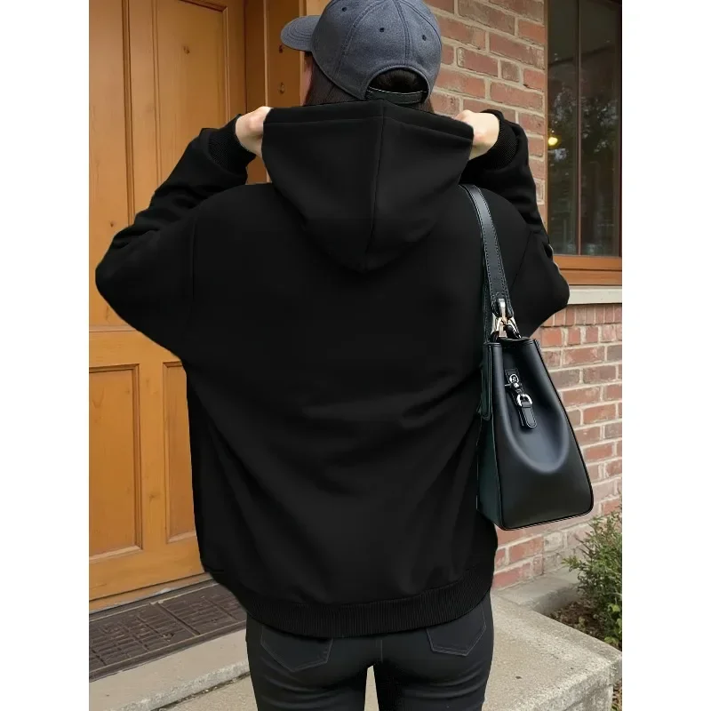 American Autumn and Winter Thick Hooded Sweatshirt Jacket, Unisex Universal Zipper Casual Loose Heavyweight Top - Image 2