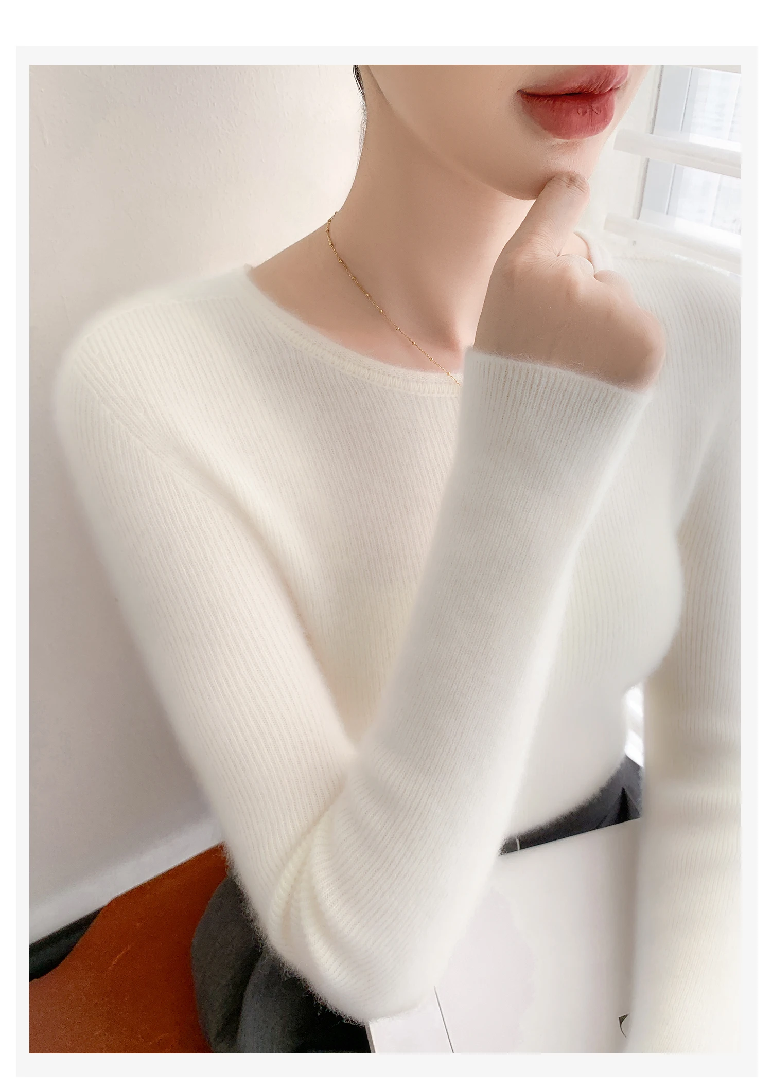 Autumn Winter O-neck 100% Pure Cashmere Pullover Sweater Women Soild Slim Fit Inner Knit Basic Long Sleeve Tops Soft Comfort