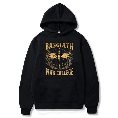 Vintage Fourth Wing Hoodie Black and Gold Dragon Graphic Basgiath War College Hooded Sweatshirt Rebecca Yoros Book Lover Hoodies