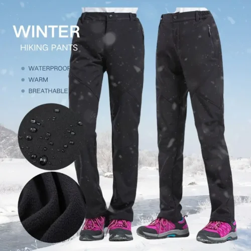 TRVLWEGO Winter Women's Hiking Pants Outdoor Camping Travel Windproof Snow Breathable Fleece Keep Warm Female Trekking Trousers