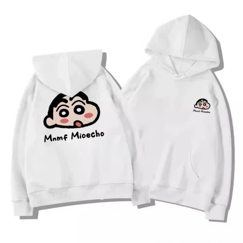 MINISO Crayon Shin-chan Cartoon Print Youth Hooded Sweater Autumn and Winter Loose Long Sleeve Top Man's And Woman's Clothes