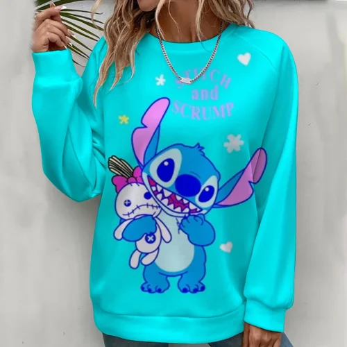 Funny Sweatshirt For Women And Men Crewneck Pullover Lilo & Stitch Print Graphic Hip Hop Street Personality Spring Solid Top