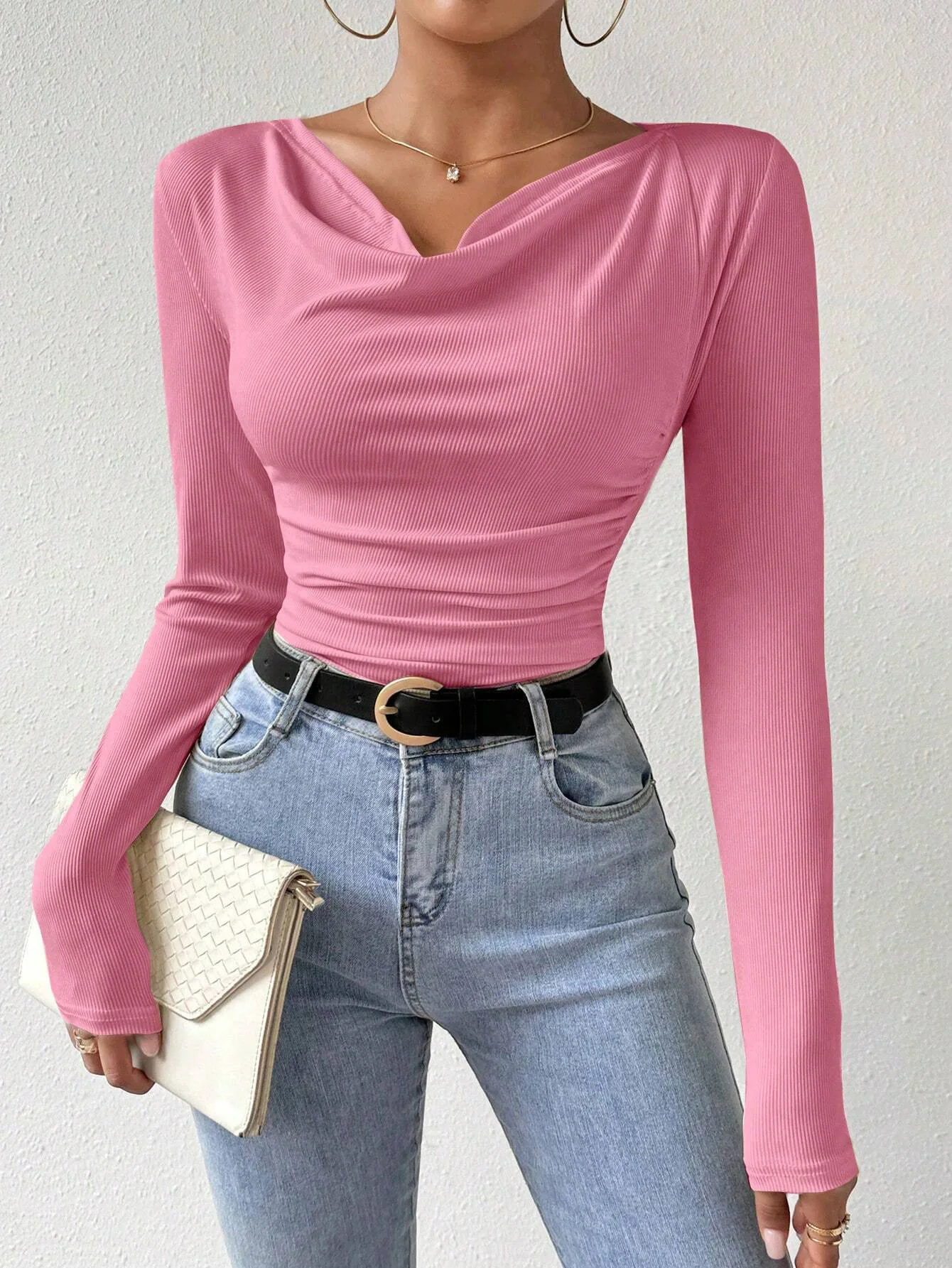 Women's Long Sleeve Shirts Casual Fall Henley Top Down Blouses Basic Ribbed Knit T Shirts 2024 Fall Fashion for Women